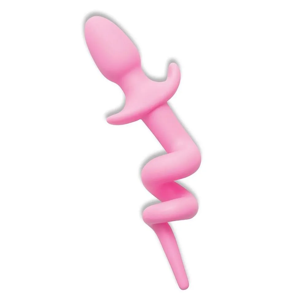 Furry Tales 10 Inch Silicone Piggy Tail Butt Plug Pink
