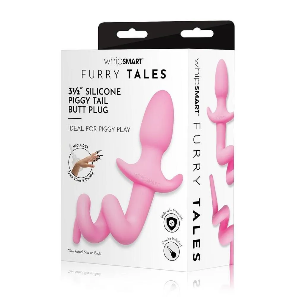 Furry Tales 10 Inch Silicone Piggy Tail Butt Plug Pink