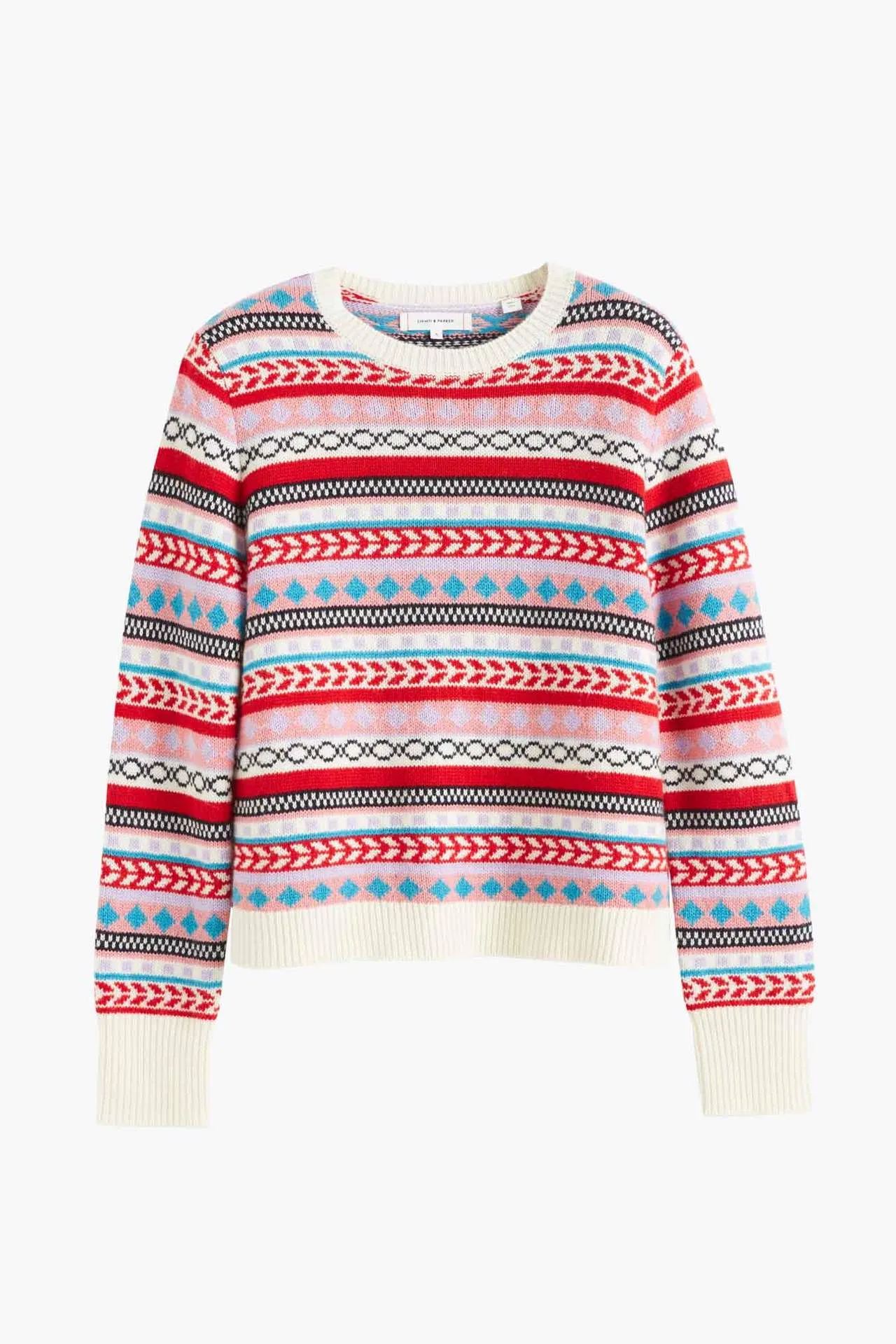 Geometric Fair Isle Sweater, Cream/Multi