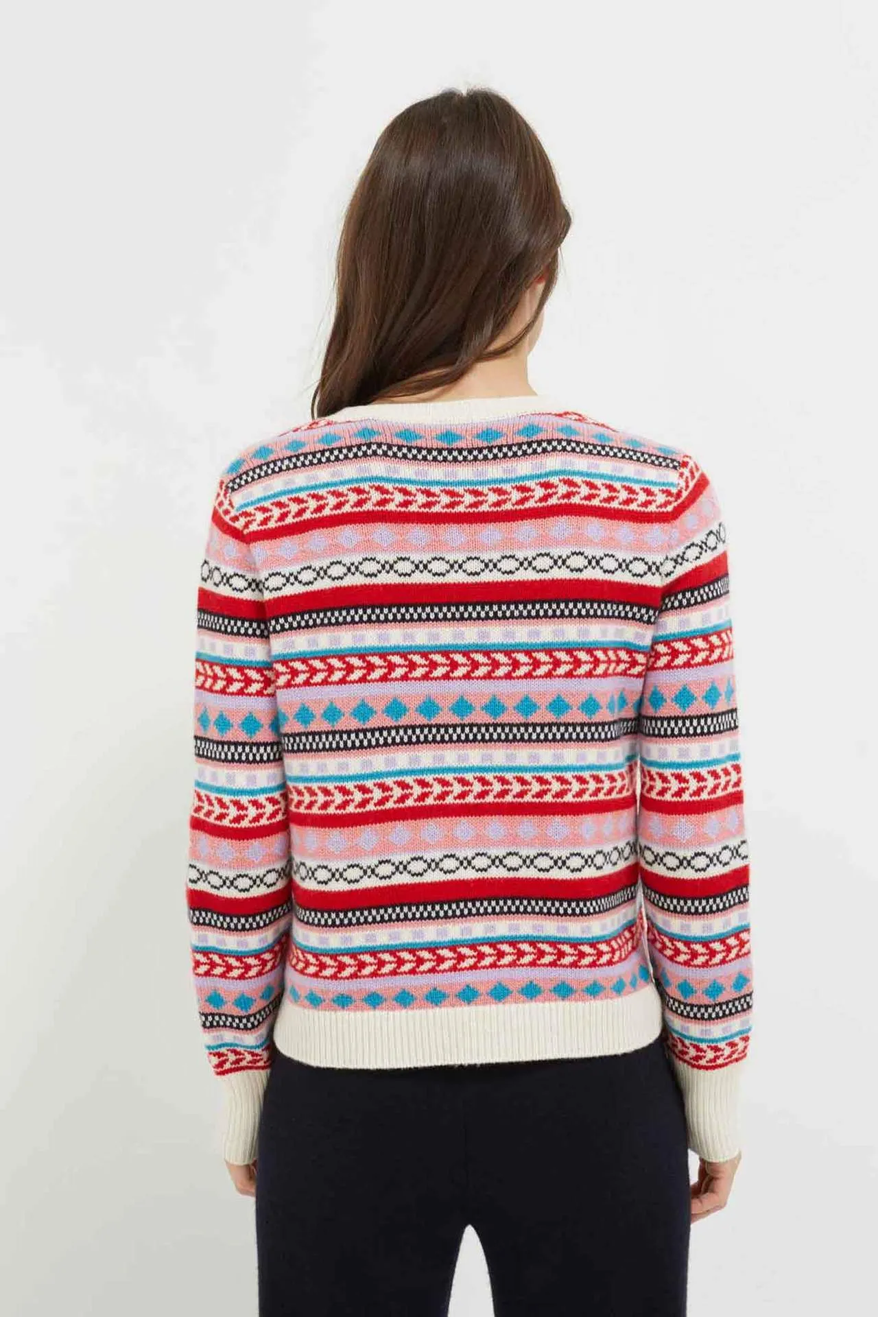 Geometric Fair Isle Sweater, Cream/Multi