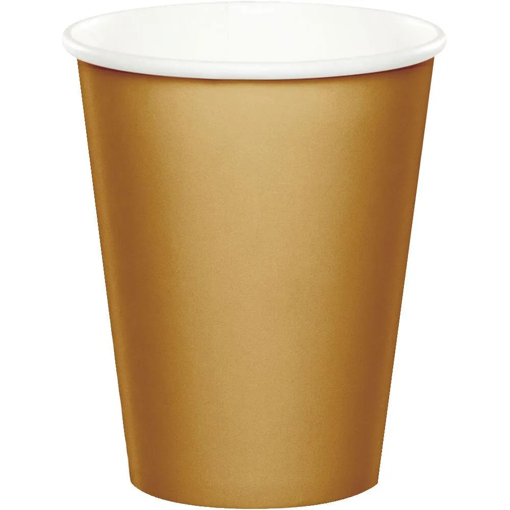 Glittering Gold Paper Cups 9oz 24ct
