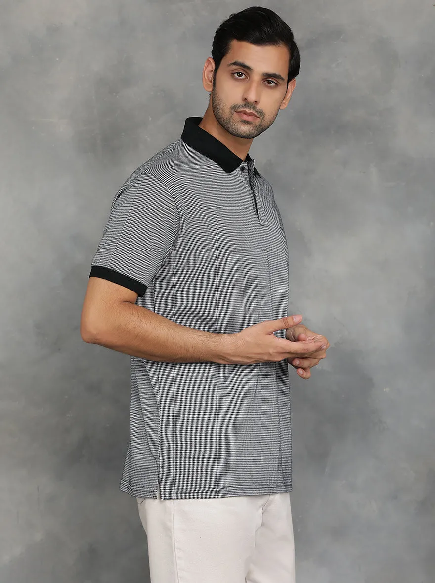 Grey Solid Regular Fit Polo T-Shirt | JadeBlue
