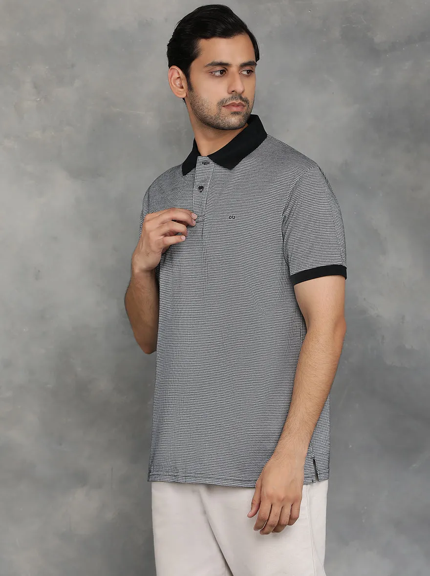 Grey Solid Regular Fit Polo T-Shirt | JadeBlue