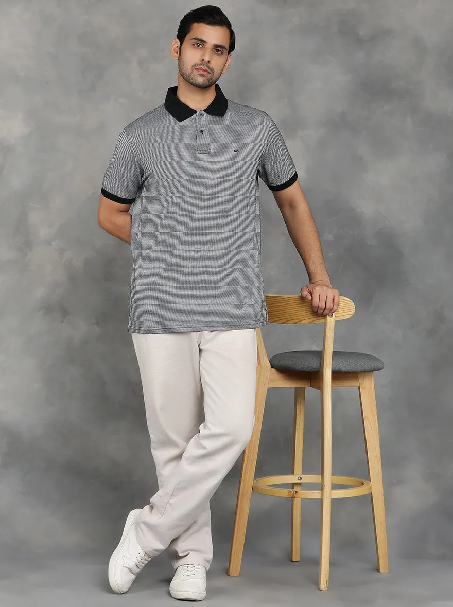 Grey Solid Regular Fit Polo T-Shirt | JadeBlue