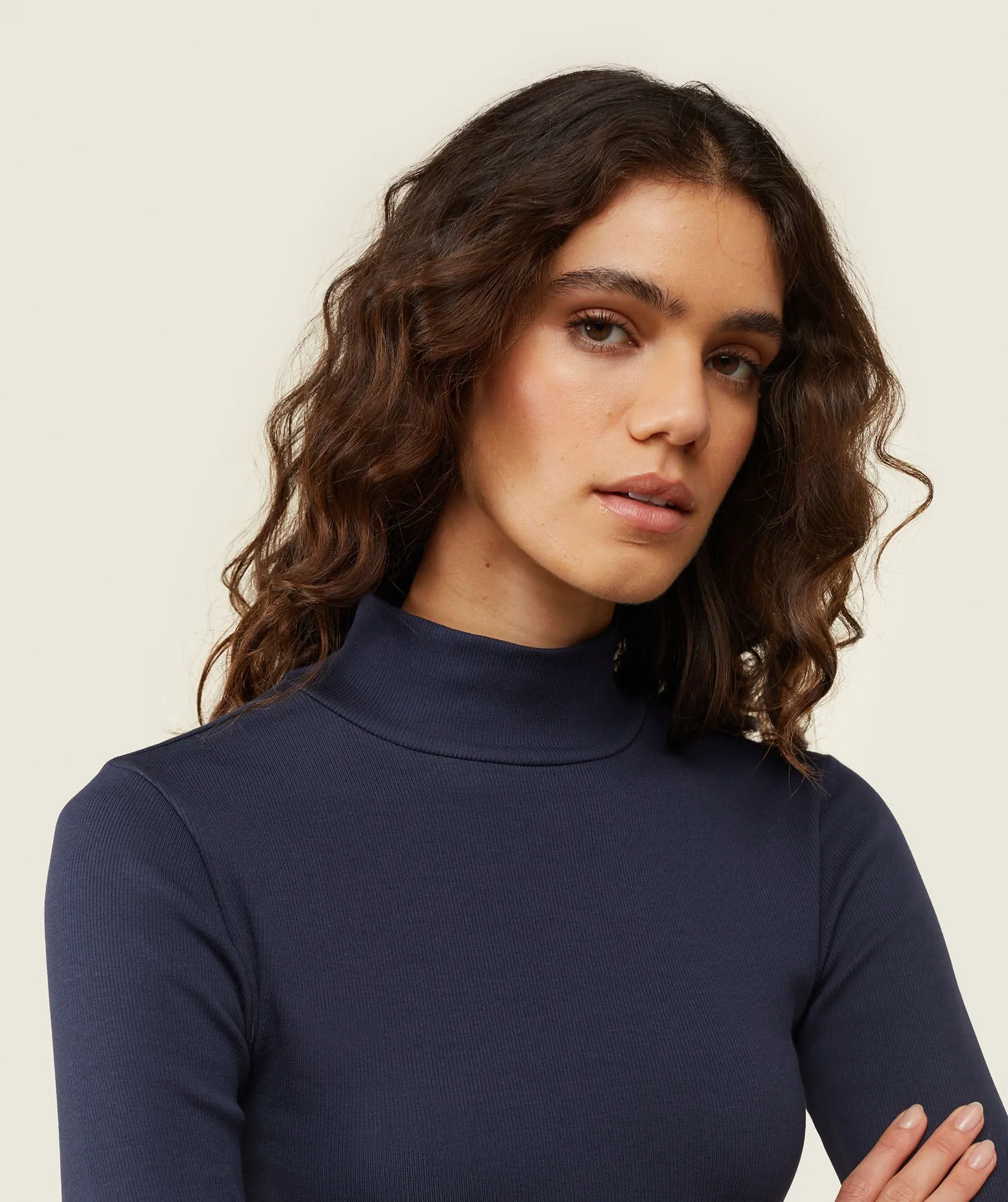 Gymshark everywear Long Sleeve Ribbed Turtle Neck - Heavy Blue