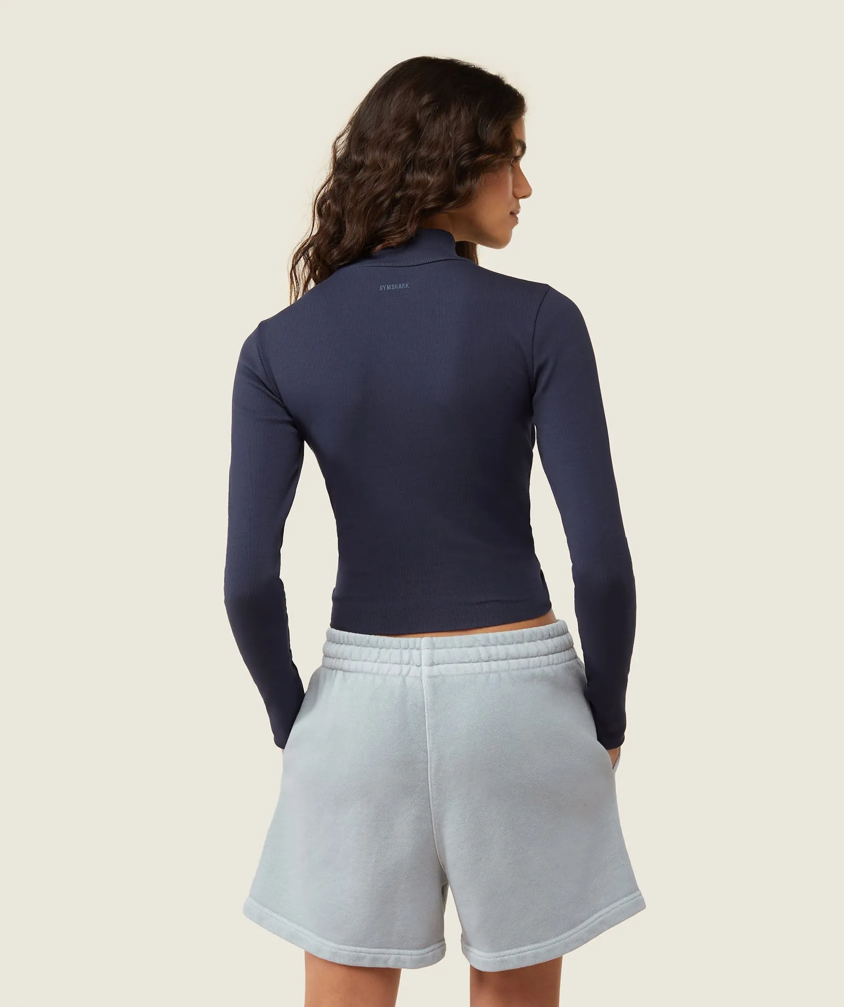 Gymshark everywear Long Sleeve Ribbed Turtle Neck - Heavy Blue