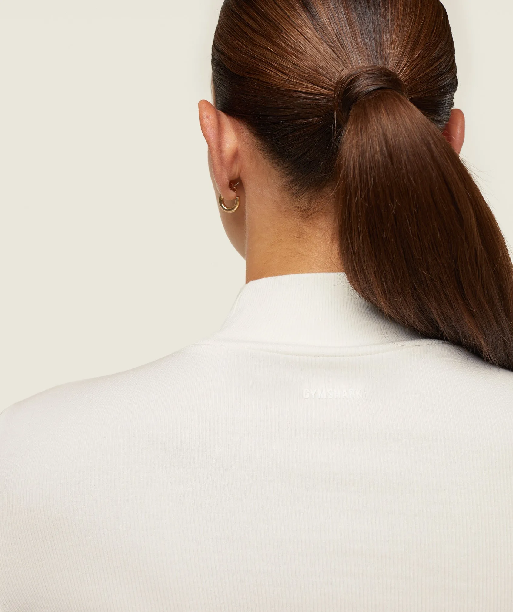 Gymshark everywear Long Sleeve Ribbed Turtle Neck - Soft White