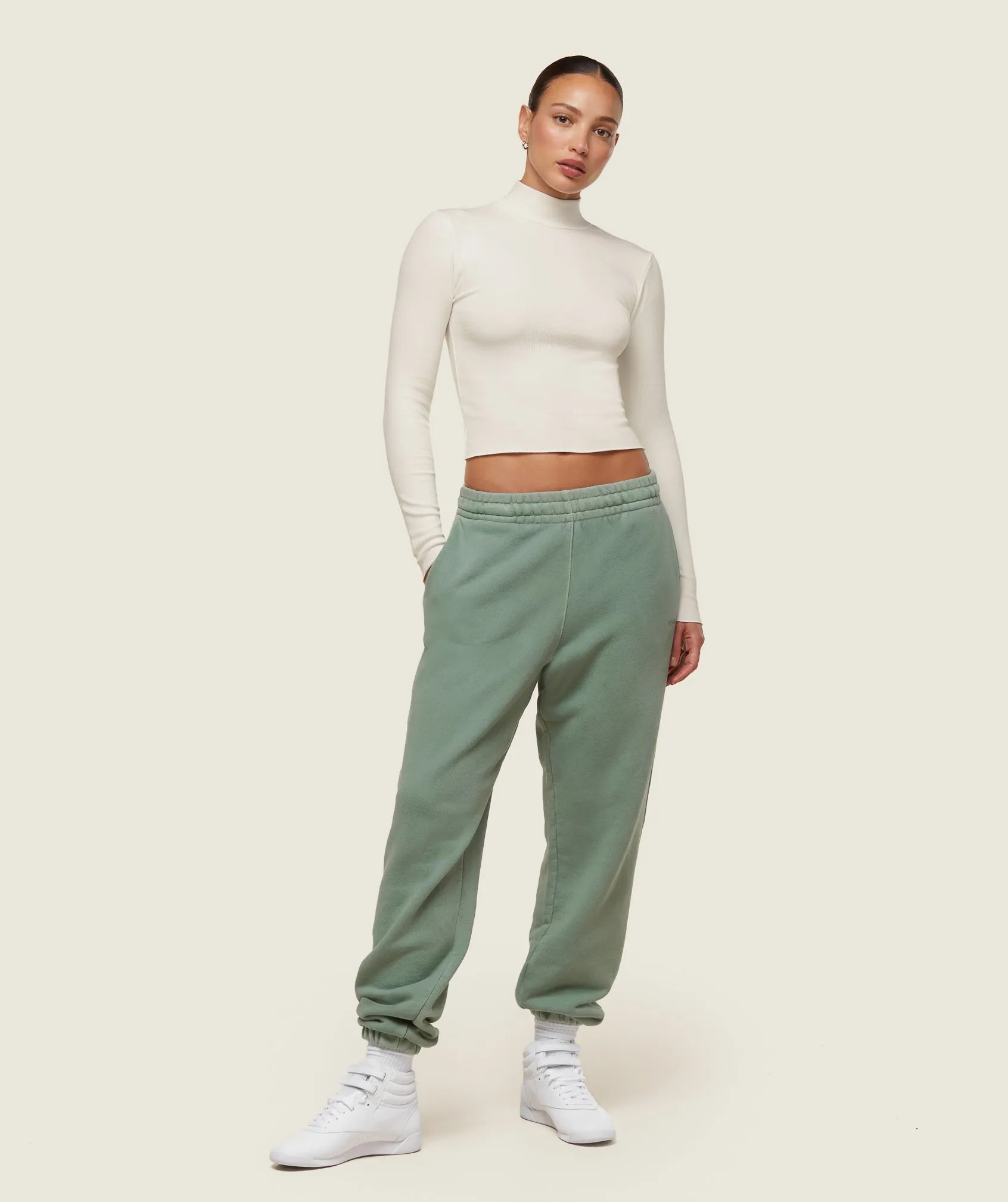 Gymshark everywear Long Sleeve Ribbed Turtle Neck - Soft White