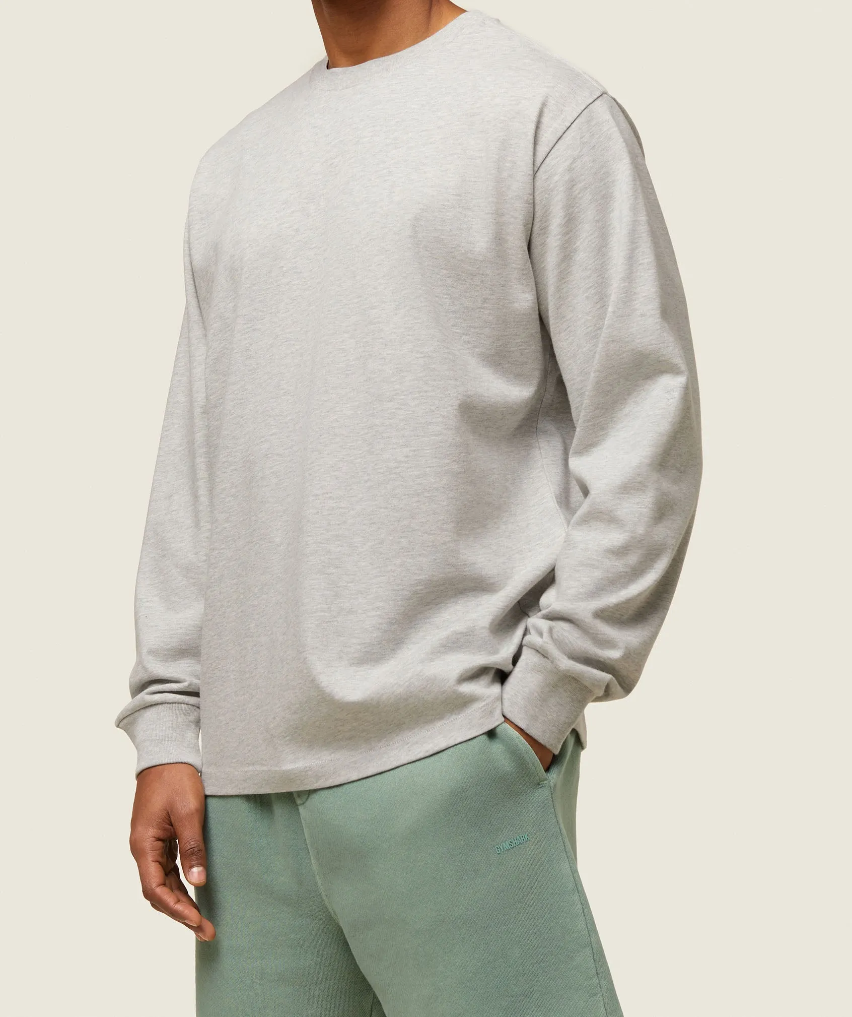 Gymshark everywear Relaxed Long Sleeve Tee - Light Grey Core Marl