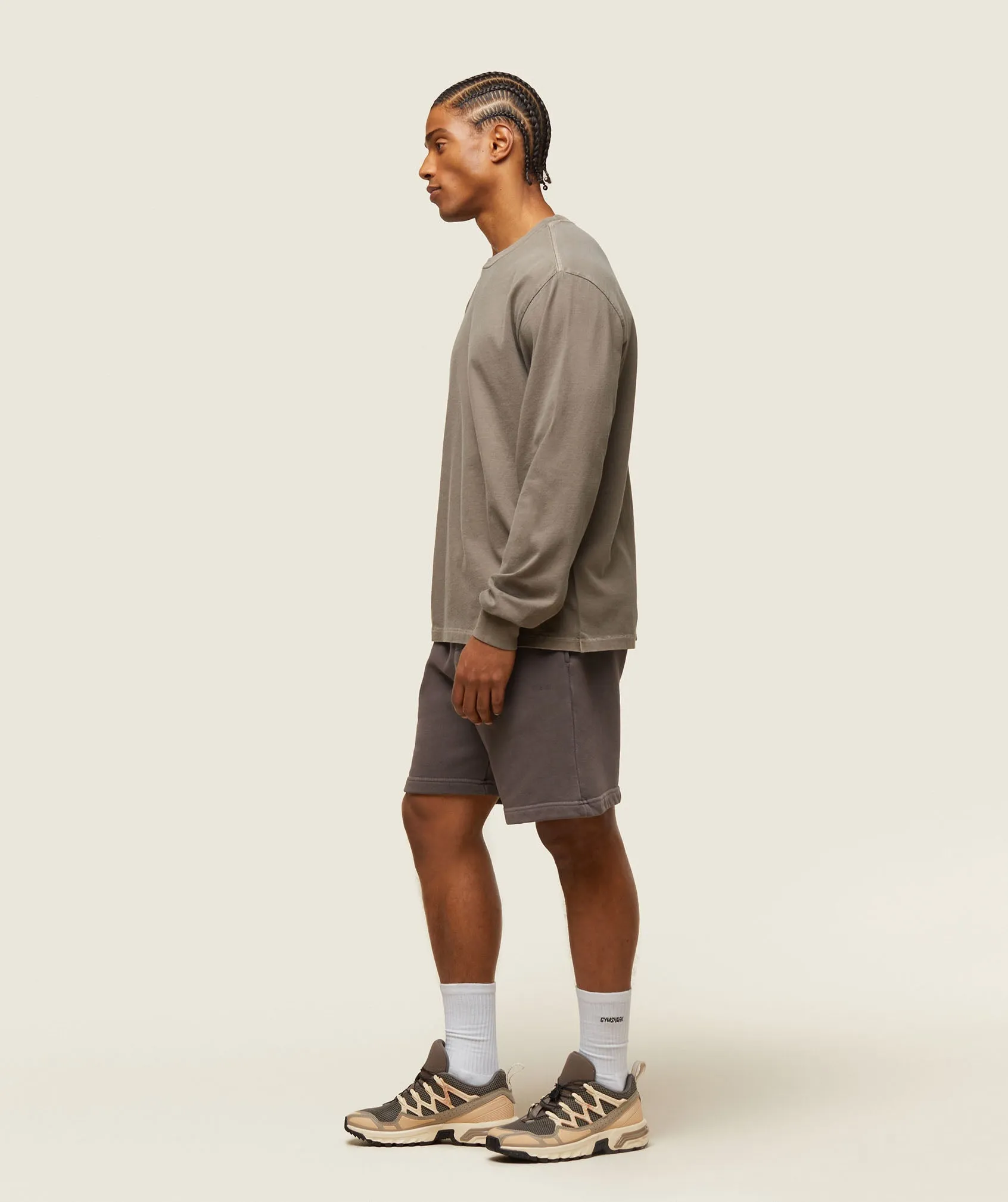 Gymshark everywear Relaxed Long Sleeve Tee - Linen Brown