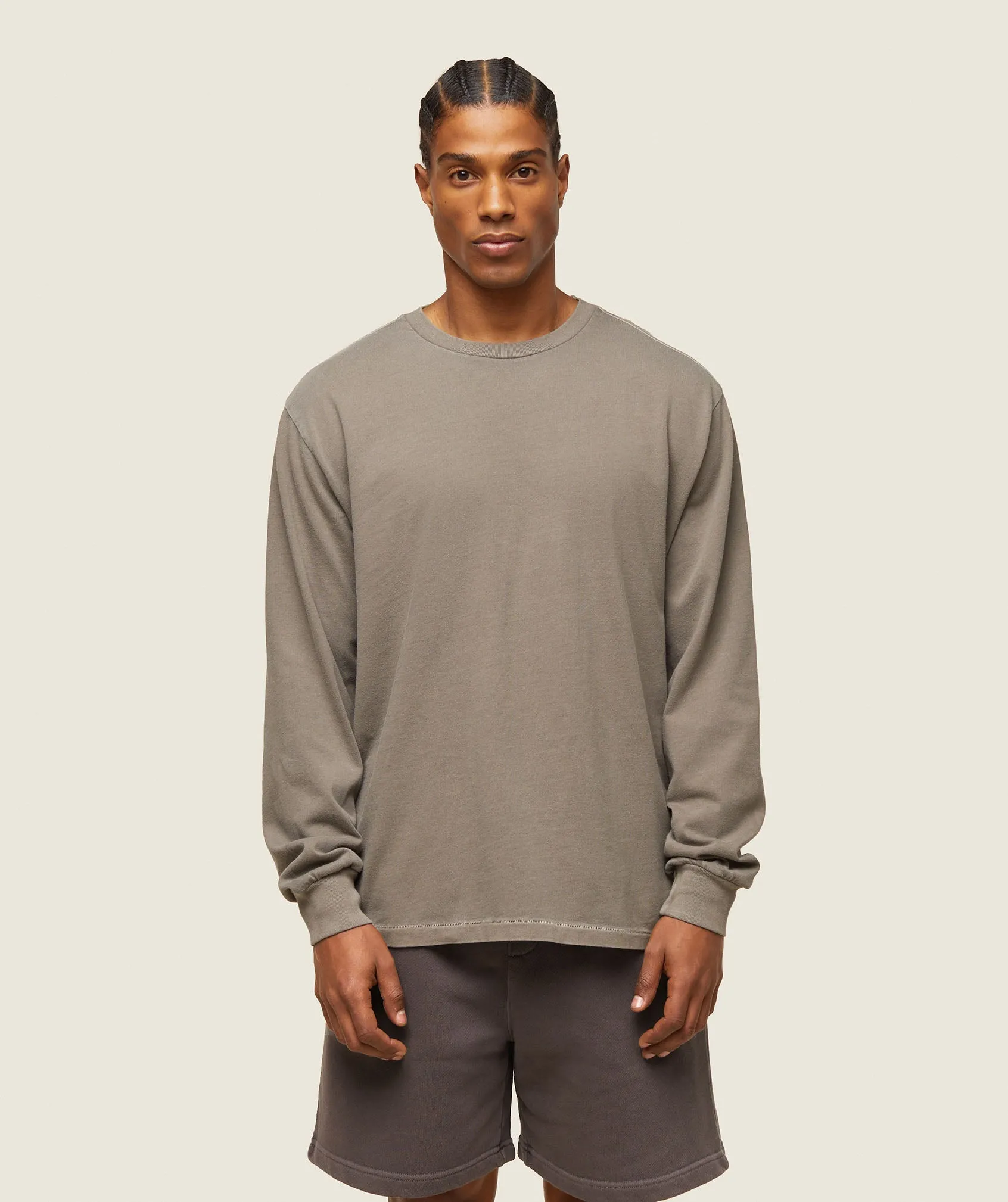 Gymshark everywear Relaxed Long Sleeve Tee - Linen Brown