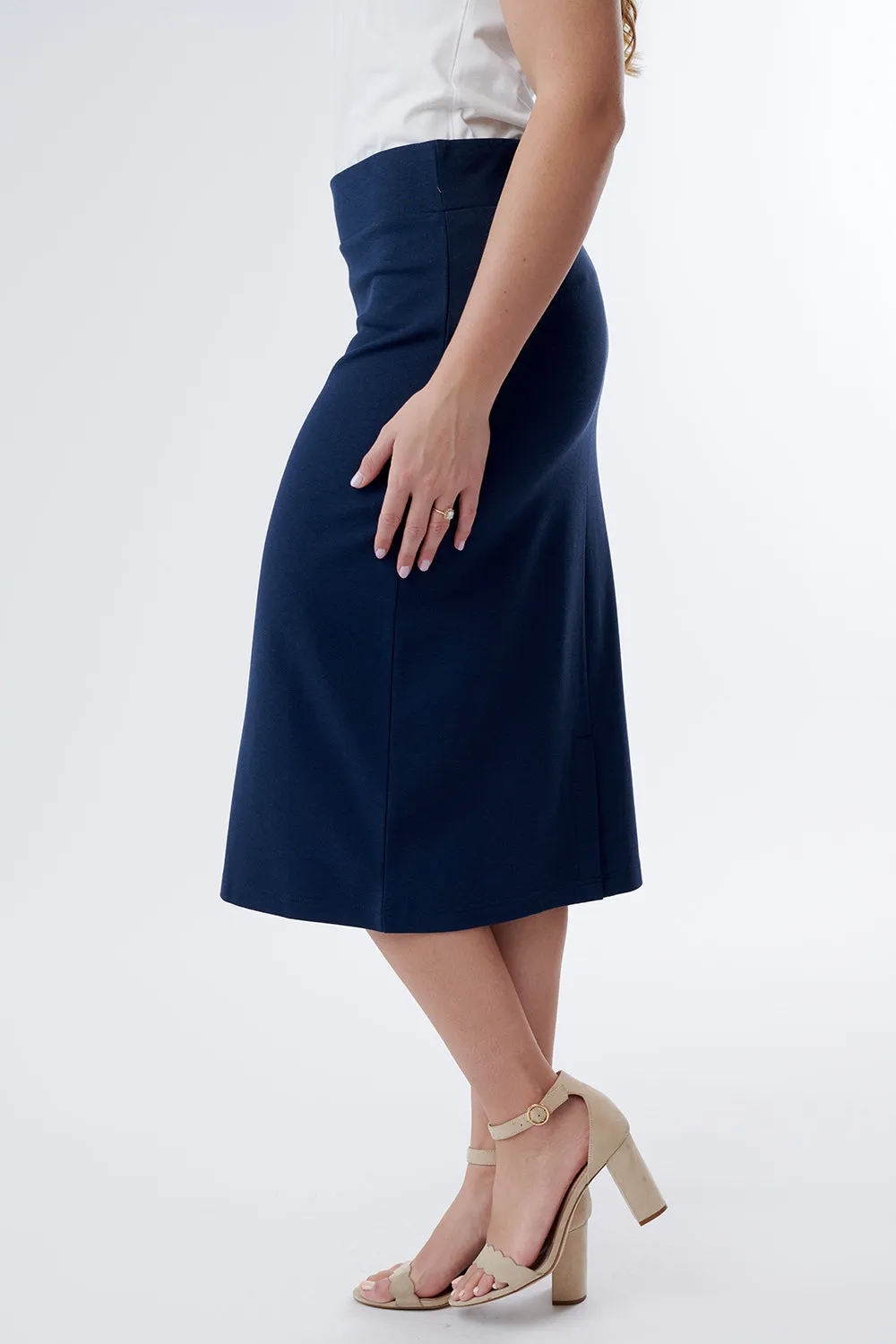 Hailey Midi Pencil Skirt (Navy)