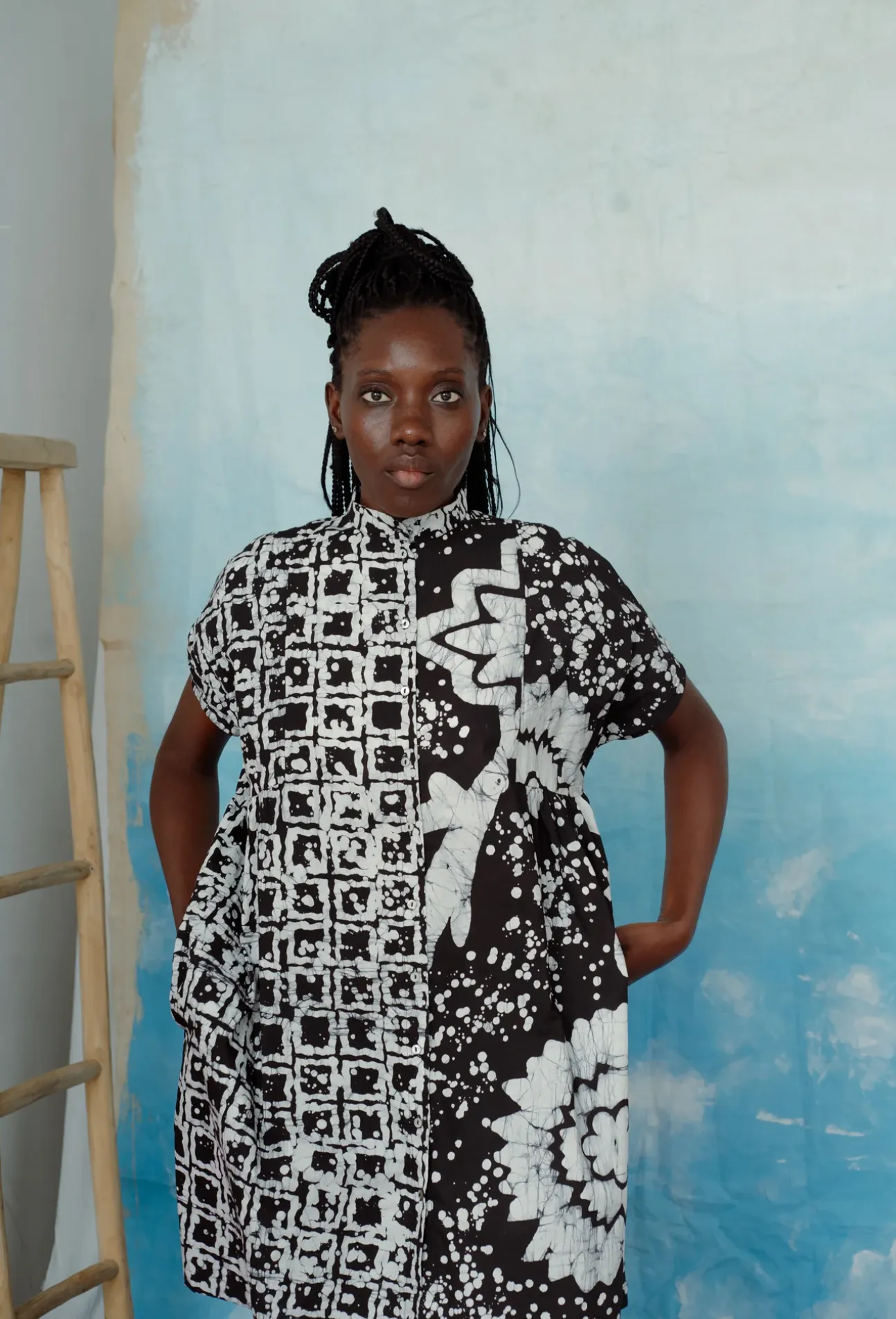 Hand Dyed Bata Dress in 2 Party System