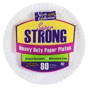 Heavy Duty White 9" Paper Plates - 80 Count (Case Qty: 960)
