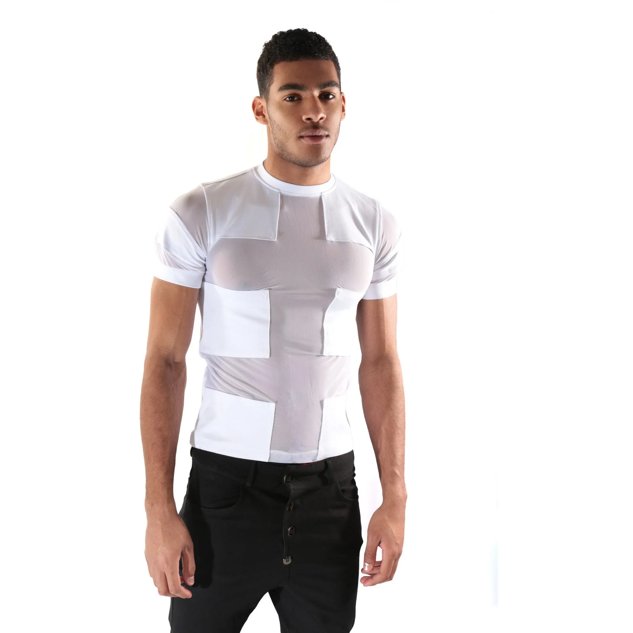 High quality Luxury T-shirt with see through mesh