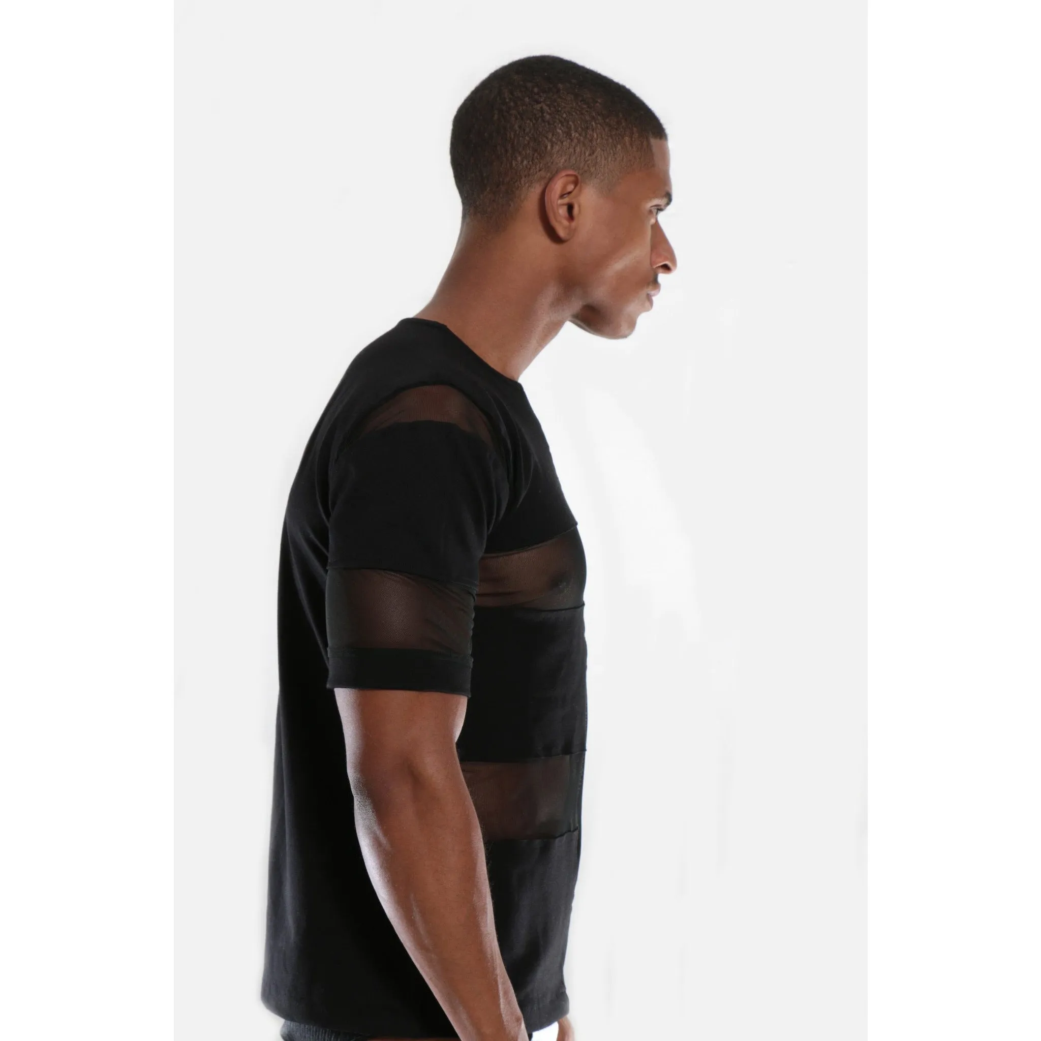 High quality Luxury T-shirt with see through mesh