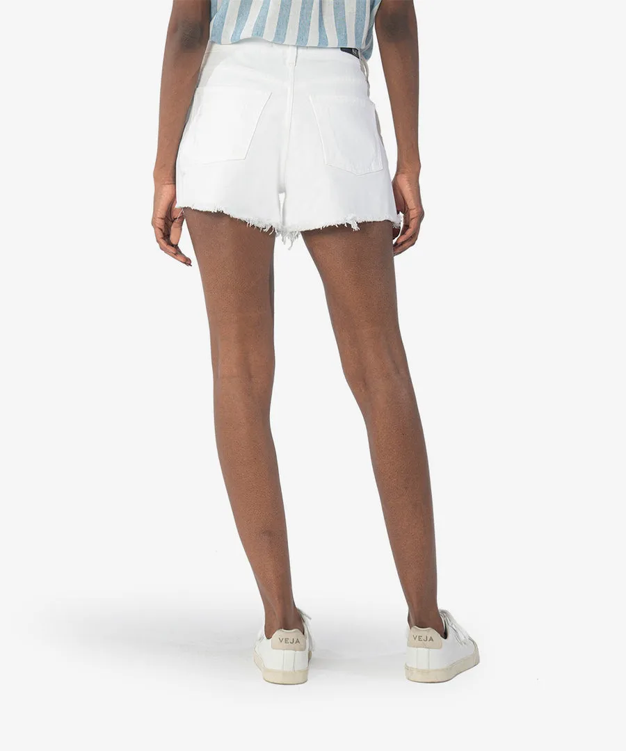 Jane High Rise Short Patch Front w/Expo Button Fray Hem