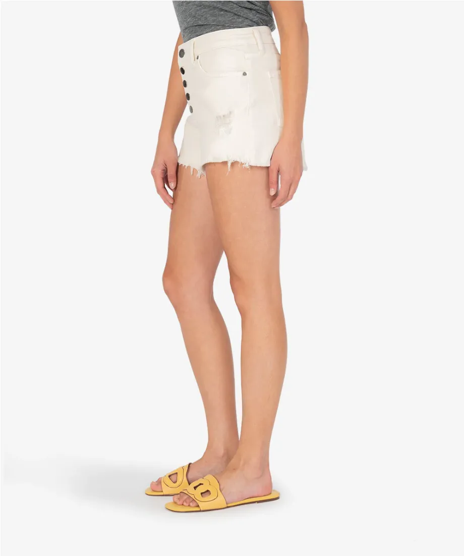 Jane High Rise Short w/Exposed Button Fray Hem