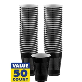 Jet Black 12oz Plastic Cups | 50ct