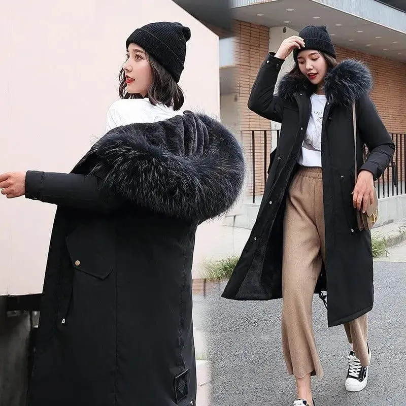 Large fur collar down padded jacket