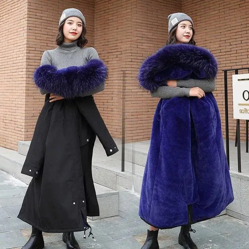 Large fur collar down padded jacket