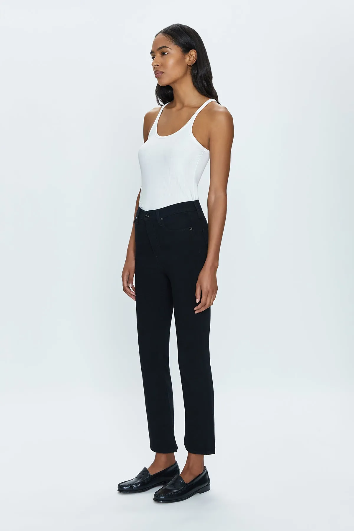 Lennon Dark Vinyl High Rise Crop Boot Jean