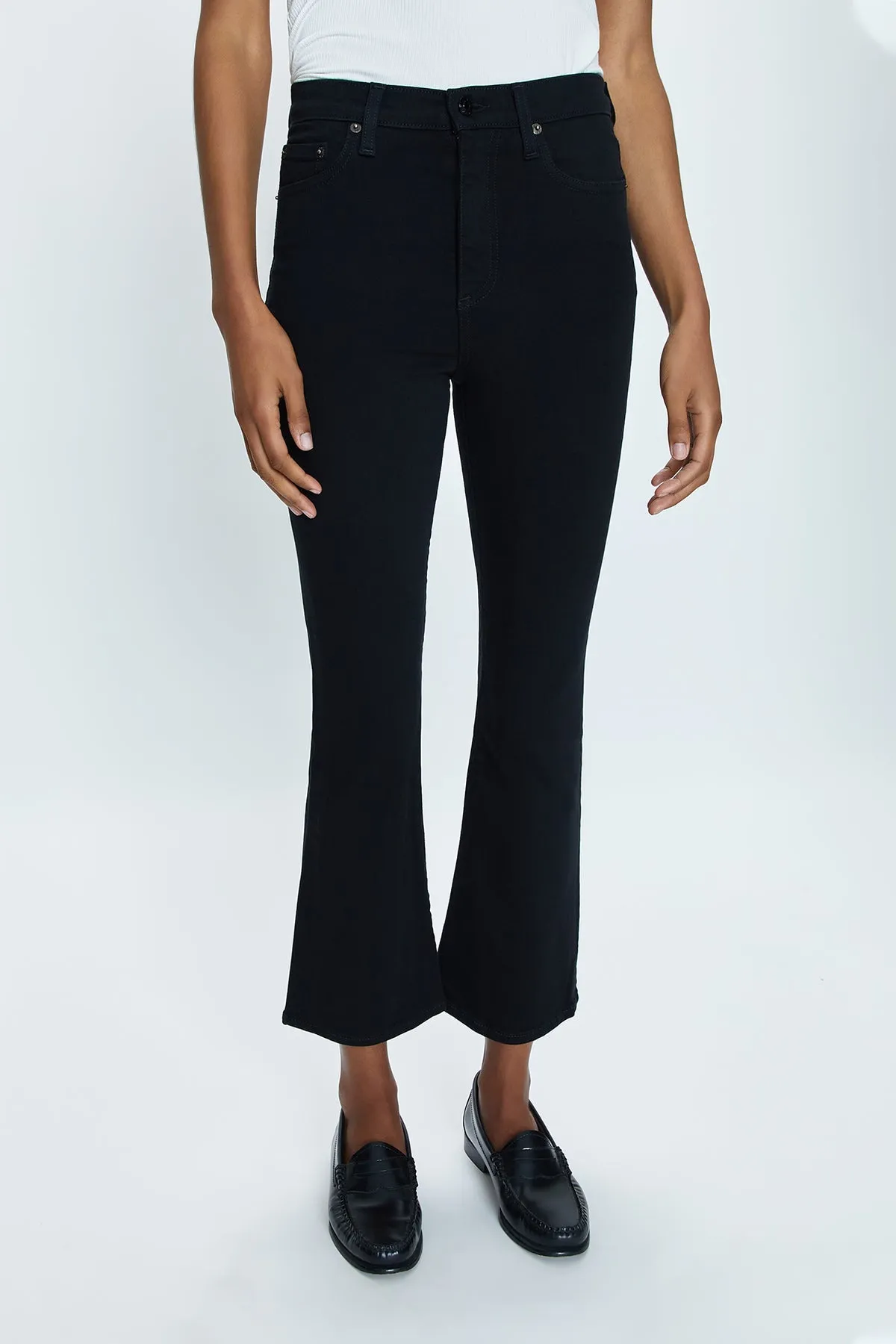 Lennon Dark Vinyl High Rise Crop Boot Jean