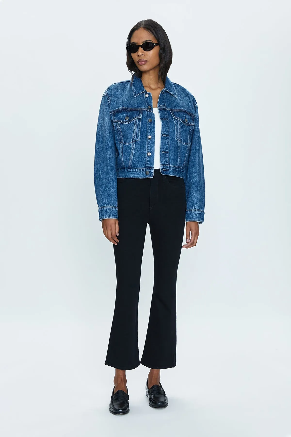Lennon Dark Vinyl High Rise Crop Boot Jean