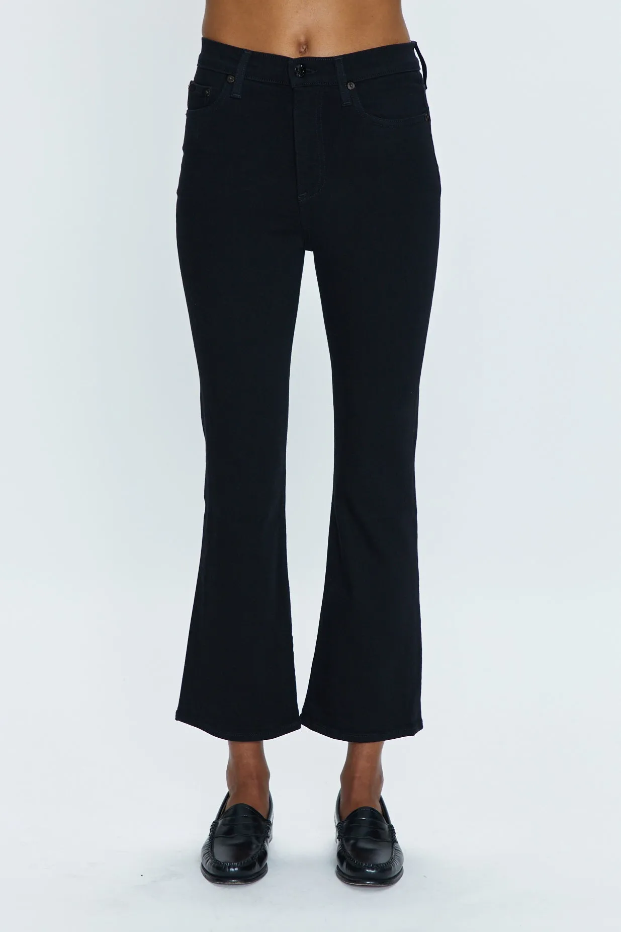Lennon Dark Vinyl High Rise Crop Boot Jean