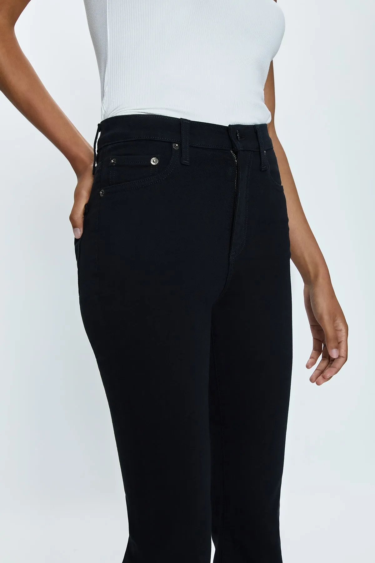 Lennon Dark Vinyl High Rise Crop Boot Jean