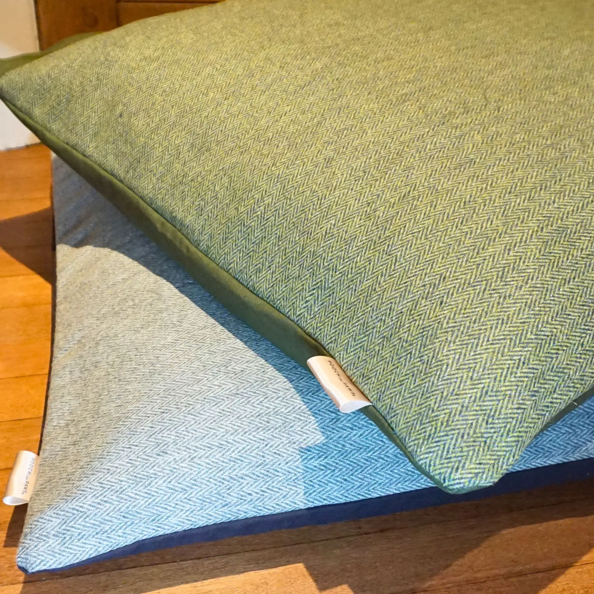 Luxury Dog Cushion Bed in Herringbone Tweed