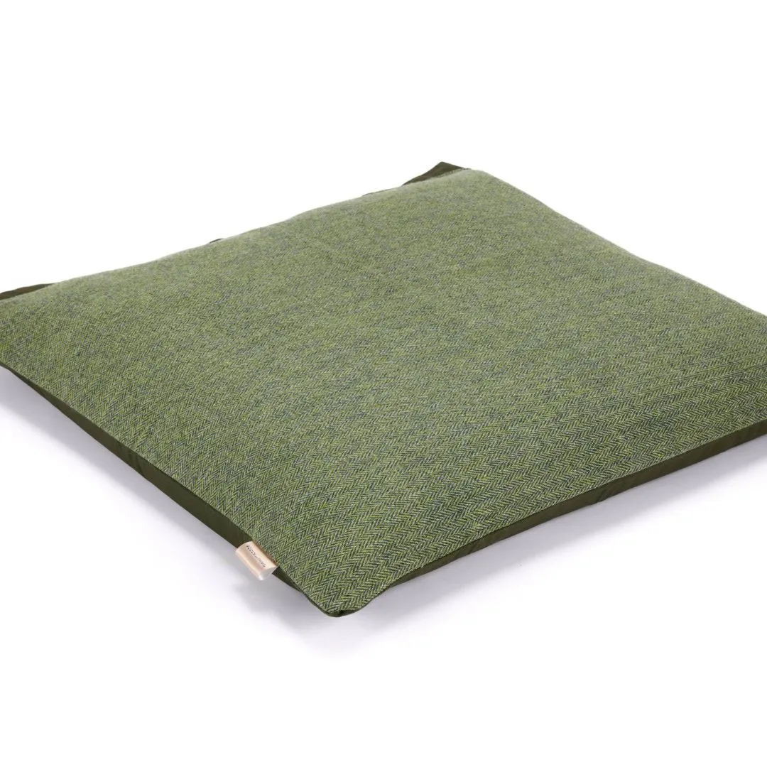 Luxury Dog Cushion Bed in Herringbone Tweed
