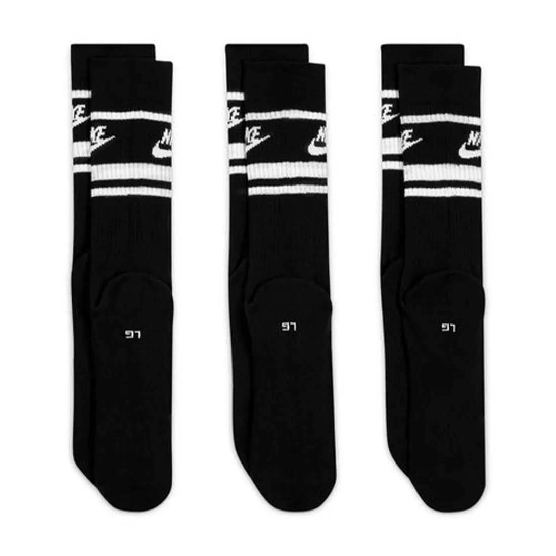 NIKE SPORTSWEAR EVERYDAY ESSENTIAL CREW SOCKS (3 PAIRS) BLACK