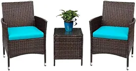 Patio Porch Furniture Sets 3 Pieces PE Rattan Wicker Chairs with Table Outdoor Garden Furniture Sets