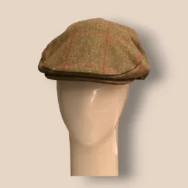 P.J.Powell Green Check Tweed Wool Lined Men’s Flat Cap Size M