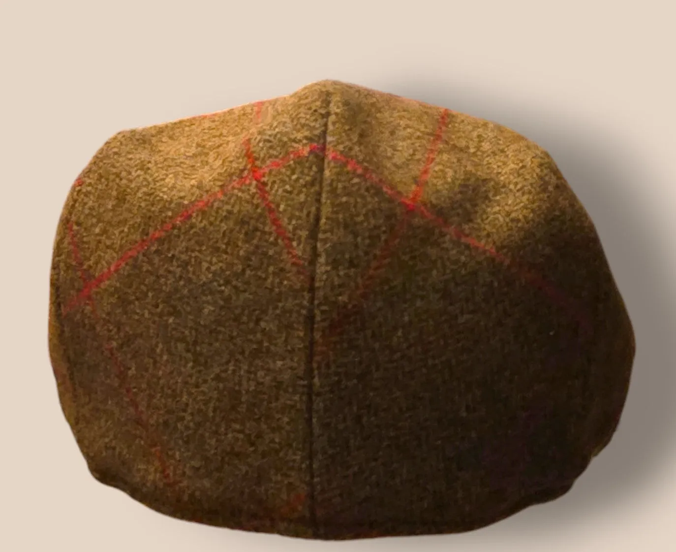 P.J.Powell Green Check Tweed Wool Lined Men’s Flat Cap Size M