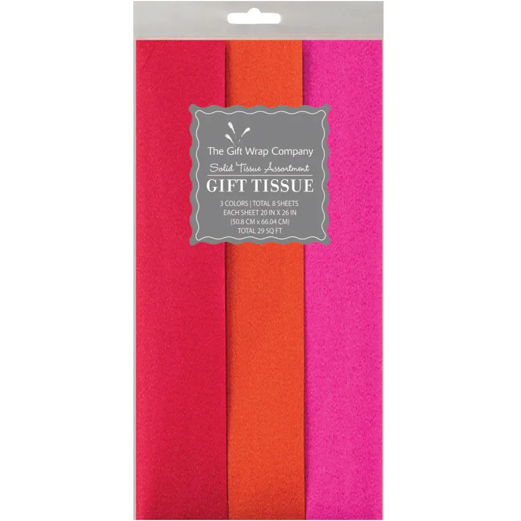 Red, Hot Pink and Orange Assorted Tissue Paper Pack of 6