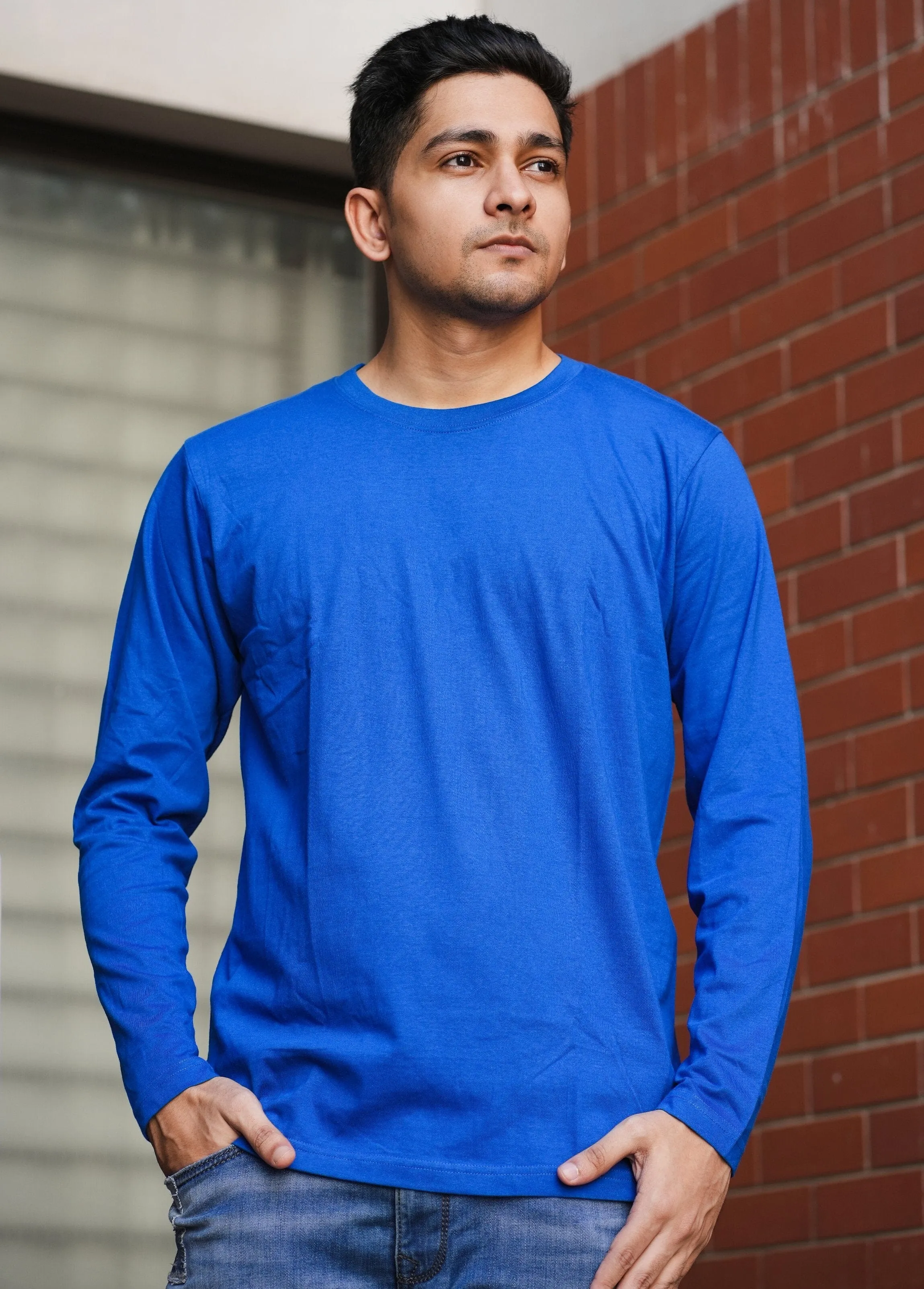 Round Neck Royal Blue Full Sleeve