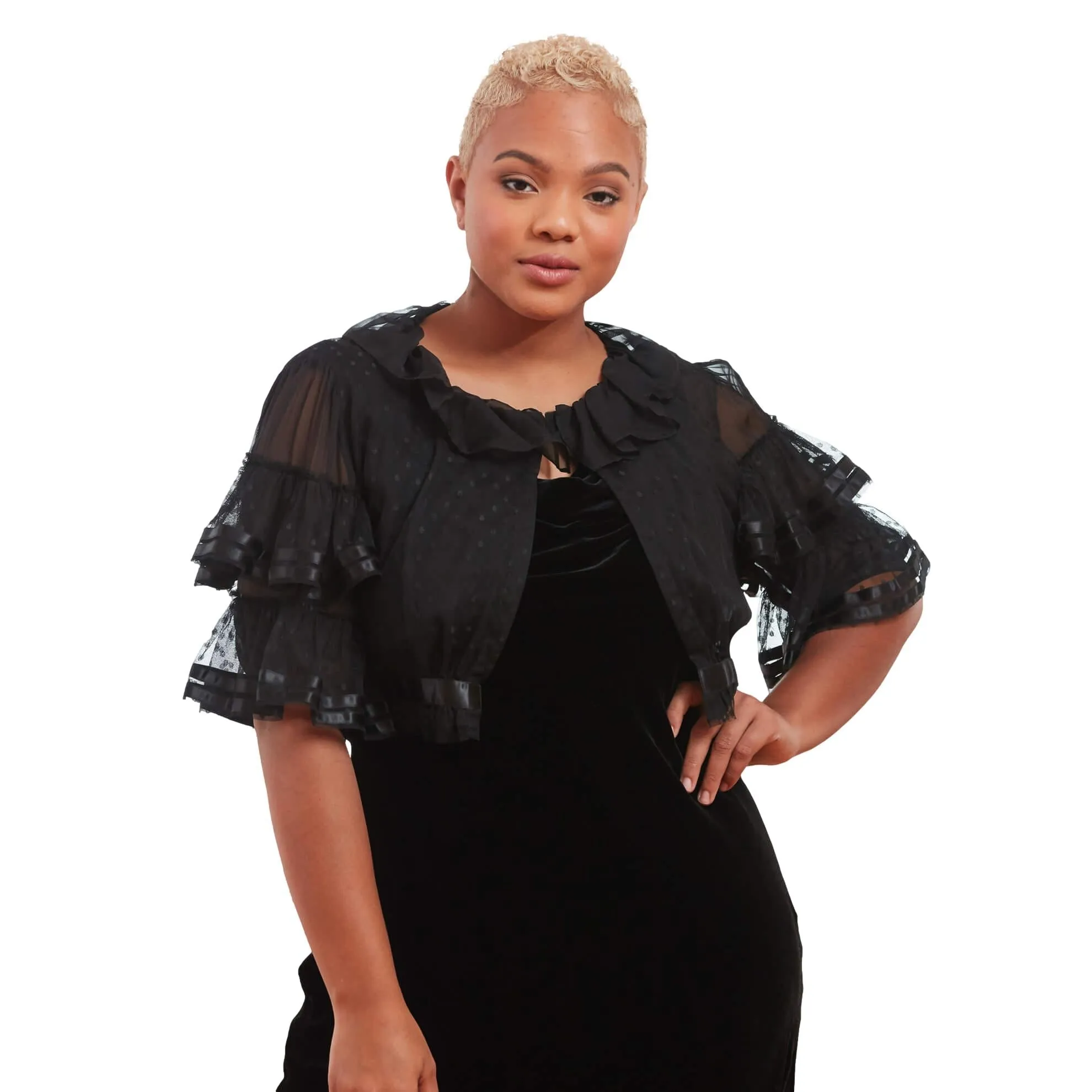 Ruffled Swiss Dot Bolero
