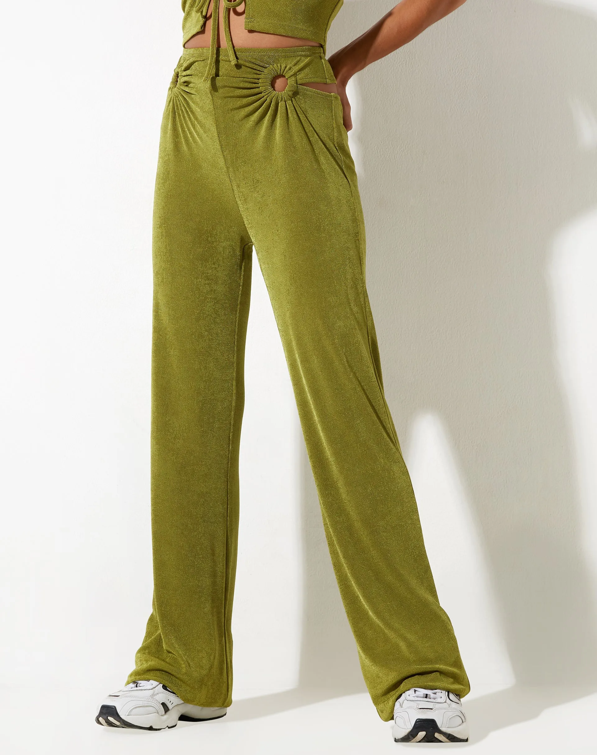 Sesaot Flare Trouser in Crepe Lime