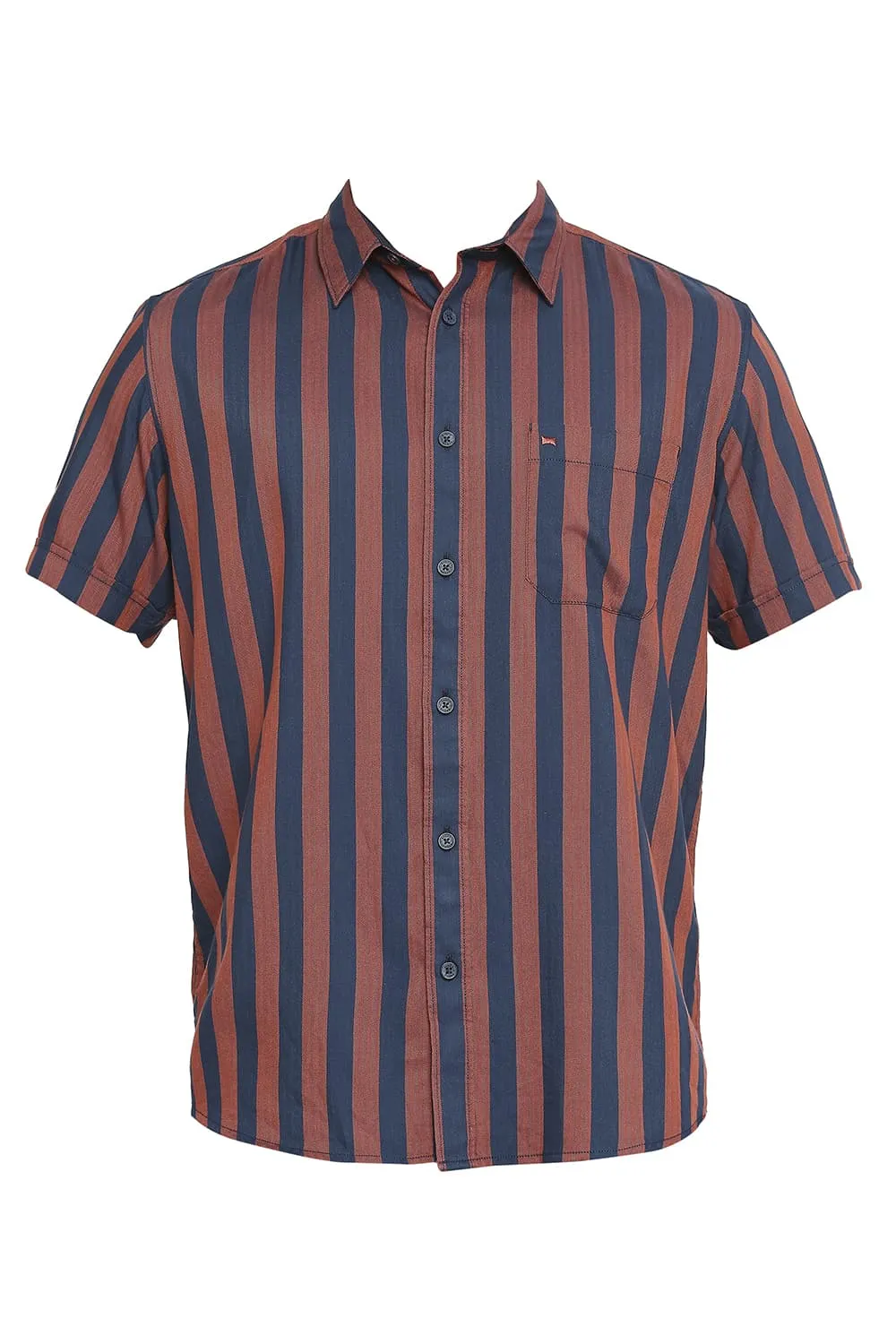Slim Fit Cotton Polyester Twill Stripe Halfsleeves Shirt