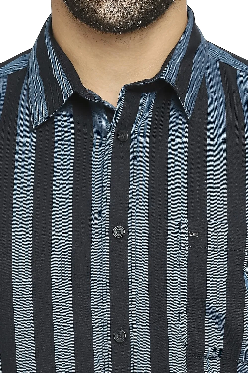 Slim Fit Cotton Polyester Twill Stripe Halfsleeves Shirt