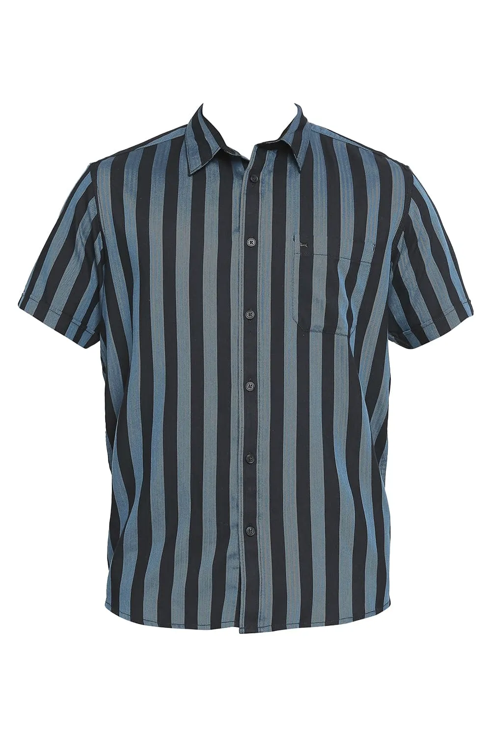 Slim Fit Cotton Polyester Twill Stripe Halfsleeves Shirt