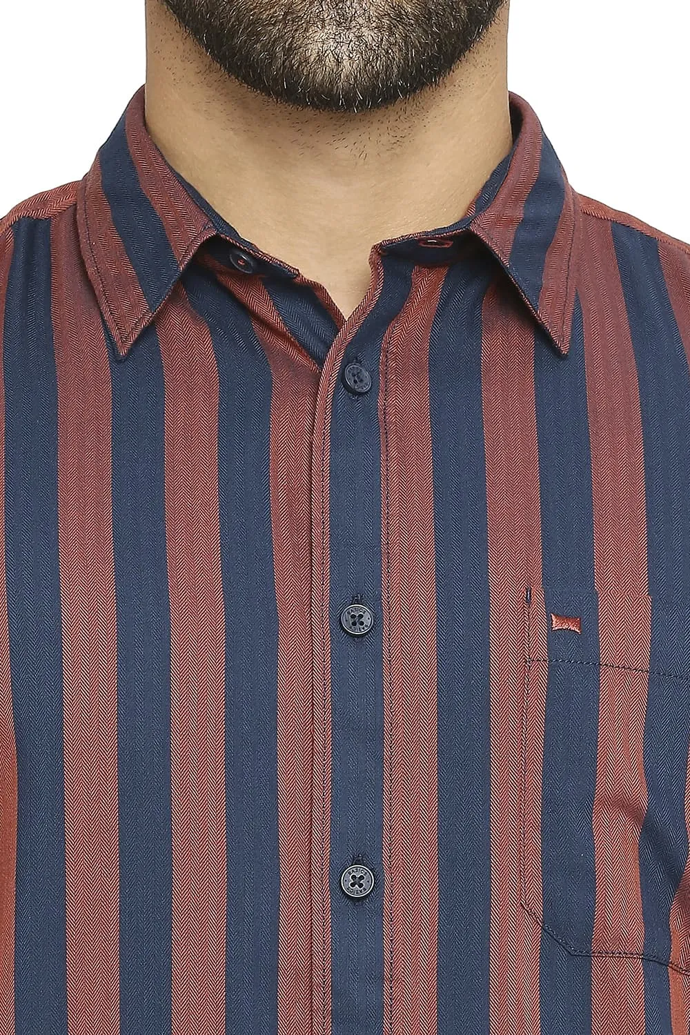 Slim Fit Cotton Polyester Twill Stripe Halfsleeves Shirt