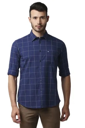 Slim Fit Herring Bone Twill Checks Shirt