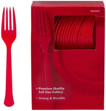 Solid Color Plastic Forks - 100/Pack or 600/Case