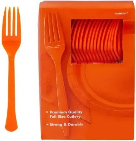 Solid Color Plastic Forks - 100/Pack or 600/Case