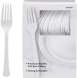 Solid Color Plastic Forks - 100/Pack or 600/Case