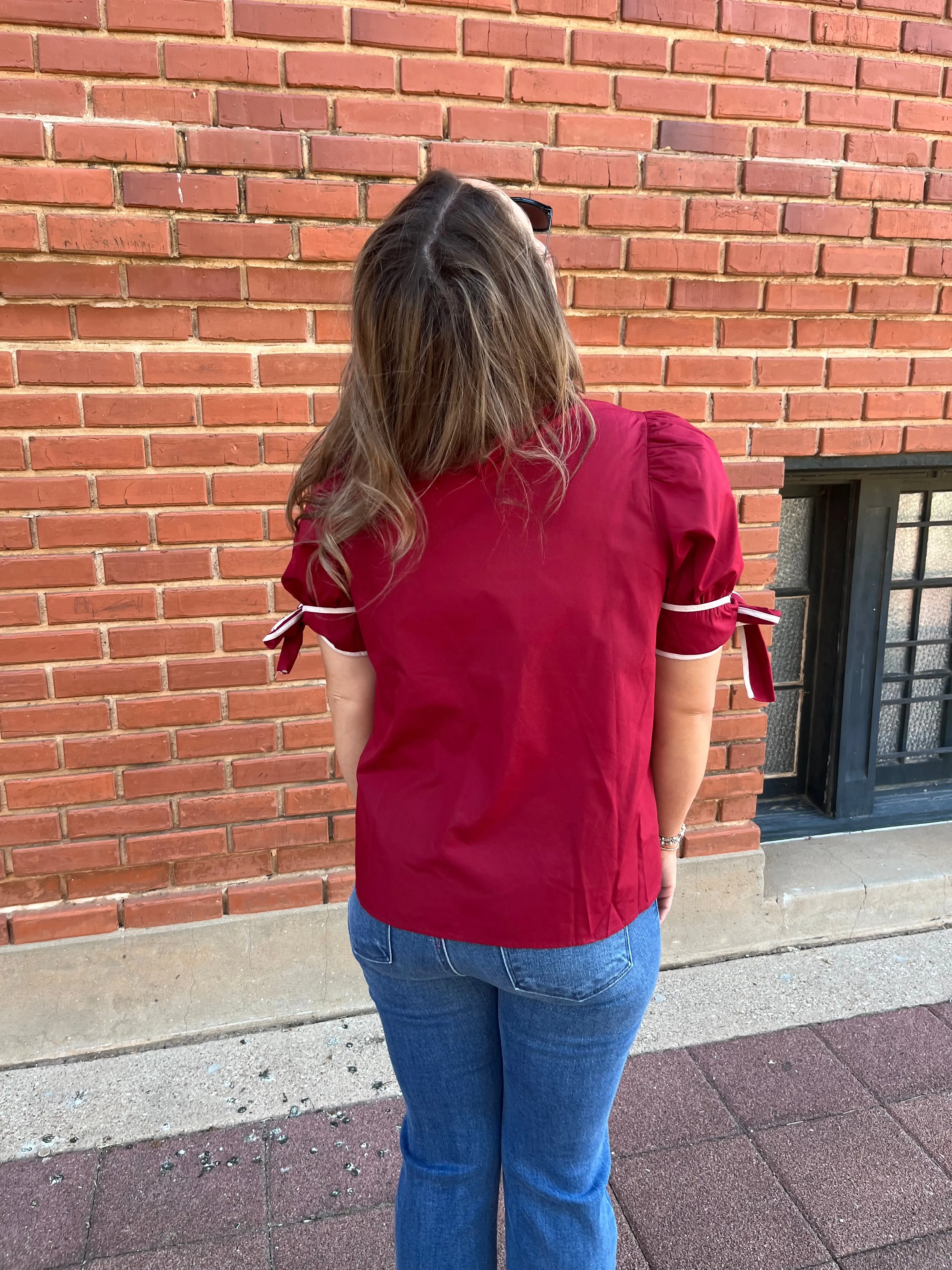 Solid Mock Neck Top - Crimson