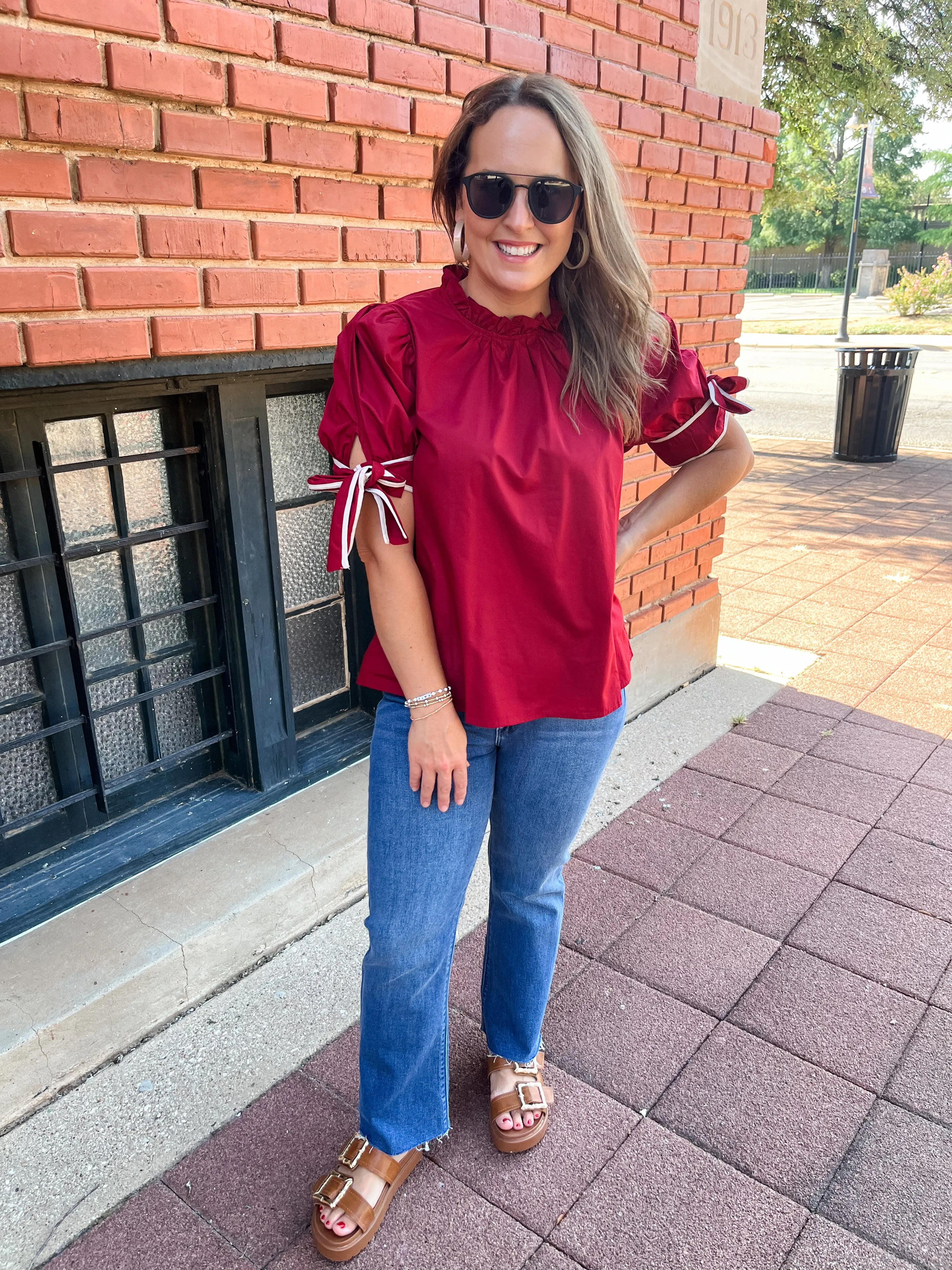 Solid Mock Neck Top - Crimson